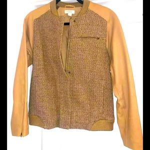 Fossil Leather & Tweed Jacket Camel Medium